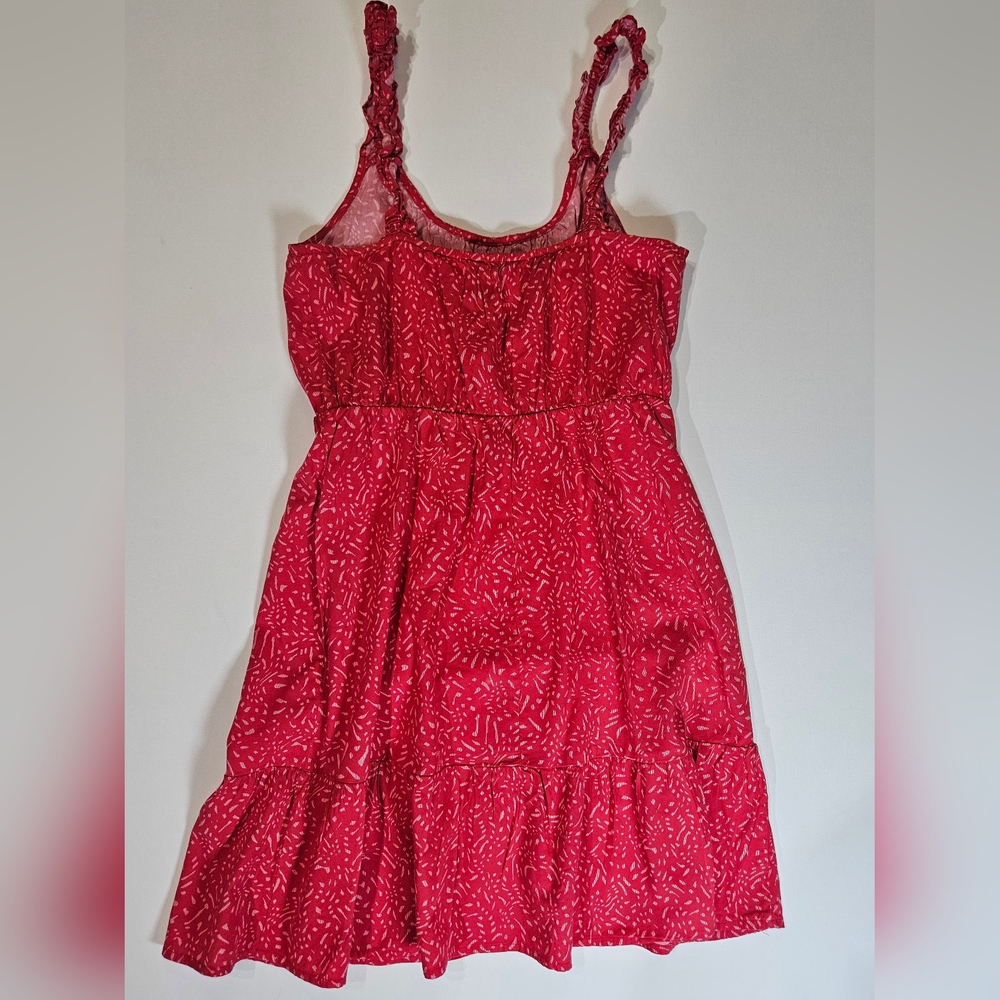 Banana Republic Dress Womens XS Pink Sleeveless Thin Ruffle Strap Midi Swing